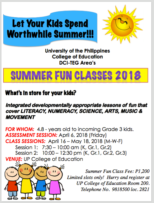 Summer Fun Classes 2018 College of Education